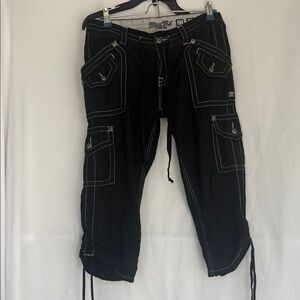 Miss Me Black Capris with White Stitching